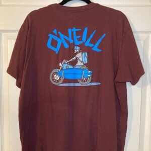 O'Neill Men's Burgundy "Bones Jones" T-Shirt - Front & Back Graphics - Size XL